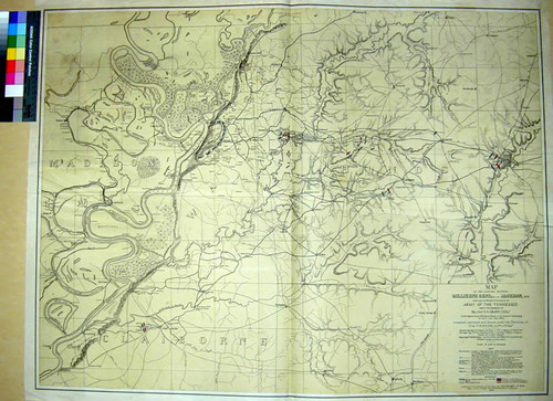 Map of the Country between Millikens Bend, La. and Jackson, Miss. shewing the routes followed by the Army of Tennessee under the command of Maj. Genl. U. S. Grant, U.S. Vols. in its march from Millikens Bend to the rear of Vicksburg in April and May 1863, compiled, surveyed and drawn under the Direction of Lt. Col. Js. H. Wilson, A.I. Gnl. & 1st Lt. Engrs