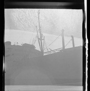 Detail of ship at dock, California Labor School
