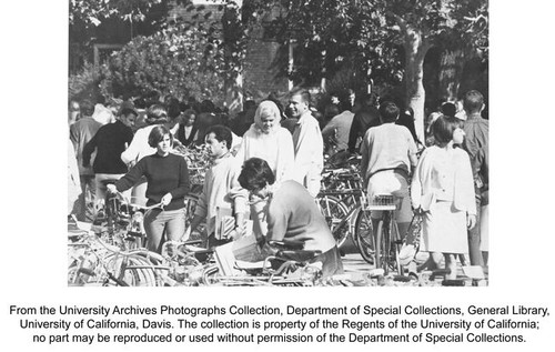 Bicycles, Students in bicycle parking area