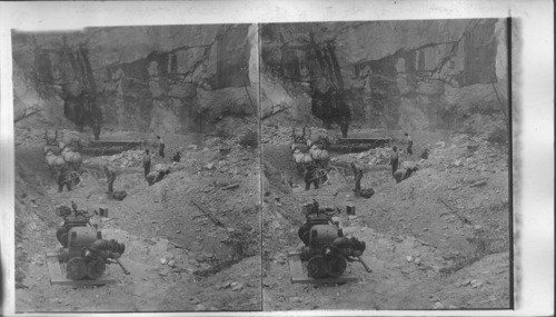 Loading, Drilling for Blast and Breaking Up Blocks, Tale Quarry. Chester. VT