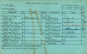 WPA block face card for household census (block 174) in Los Angeles County