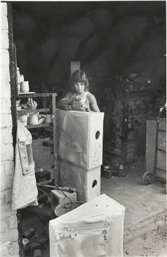 Woman in art studio, Scripps College