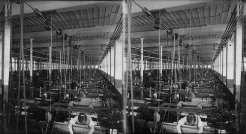 General view of weaving room. South Manchester, Conn