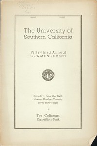 Commencement program, USC (53rd: 1936: Coliseum)