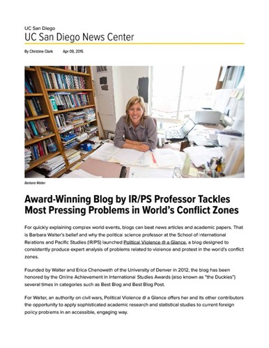 Award-Winning Blog by IR/PS Professor Tackles Most Pressing Problems in World’s Conflict Zones