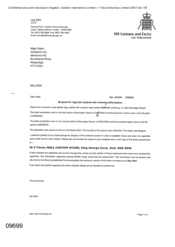 [Letter from Joe Daly to Nigel Espin regarding the request for cigarette analysis and customer information]