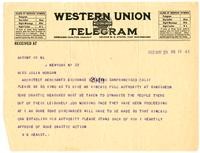 Telegram from William Randolph Hearst to Julia Morgan, May 23, 1922