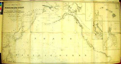 Chart of the North Pacific Ocean, Exhibiting the Eastern Shore of Asia and the Western Coast of North America, From the Equator to Bering Strait With plans, on an enlarged scale, of the Principal Islands and Harbours. Compiled from the most recent surveys made by order of the British, French and United States Governments