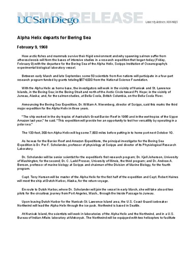 Alpha Helix departs for Bering Sea