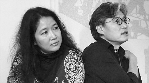 Weng Ling and husband at Han Xiangning's studio in NYC