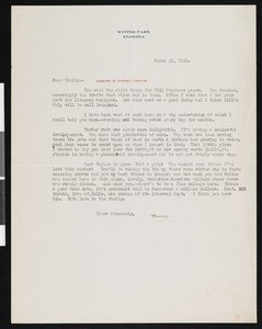 Irving Bacheller, letter, 1921-03-21, to Hamlin Garland
