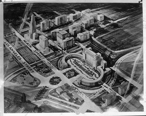 Plan for proposed Los Angeles Civic Center, 1940