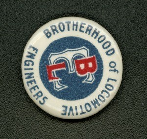 Brotherhood of Locomotive Engineers lapel button, ca.1950s