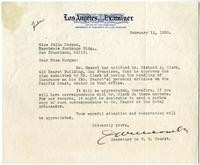 Letter from Joseph Willicombe to Julia Morgan, February 11, 1930