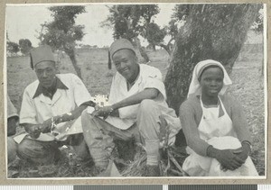Hospital staff relaxing, Eastern province, Kenya, ca.1956