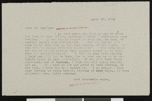 Hamlin Garland, letter, 1914-03-17, to Mr. Carlton