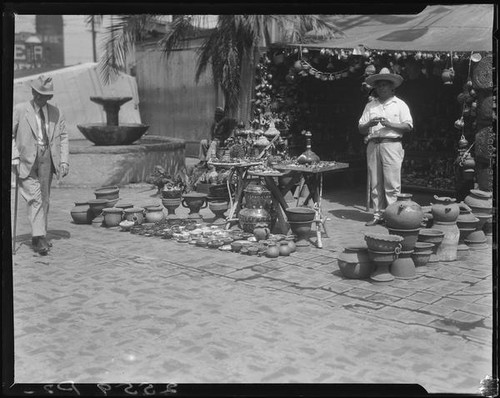 Merchant and pottery, Olvera Street, Los Angeles, 1931