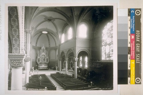 Interior of St. Boniface Church. Called the "German Church." [Photograph by Turrill & Miller.]