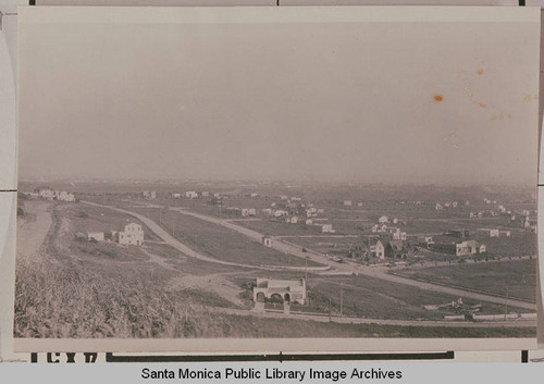 View of new homes in 1926 with McKendree Street in the foreground and Bestor Blvd. in the center, Pacific Palisades, Calif