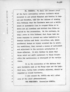 Defense testimony regarding Japanese mistake attacks during the invasion of China in 1937