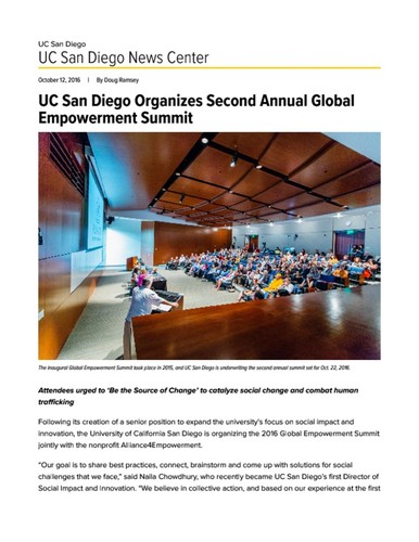 UC San Diego Organizes Second Annual Global Empowerment Summit
