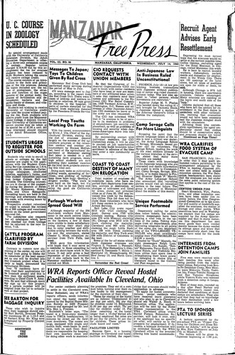 Manzanar free press, July 14, 1943