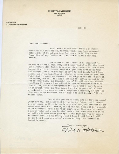 Letter from Robert Patterson