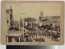 GAR Parade in front of Empire Fire House, Second Street, c. 1890