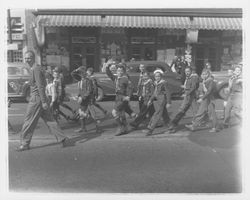 Cub Scouts marching in a parade, Petaluma, California, about 1935