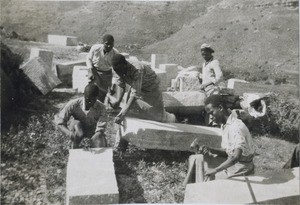 Stone cutters at the Leloaleng technical school