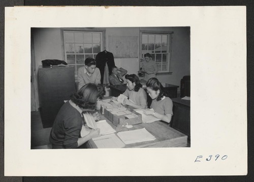 A section of the office staff at the Rohwer Center. Photographer: Parker, Tom McGehee, Arkansas
