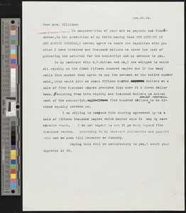 Hamlin Garland, letter, 1939-01-26, to Sophia Williams