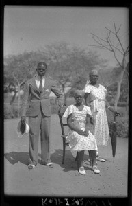 Young pagan with his two wives, Mozambique, ca. 1933-1939