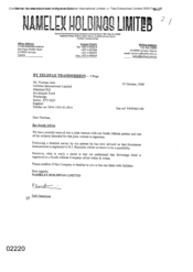 [Letter from Fadi Nammour to Mr Norman Jack regarding joint venture with a South African company]
