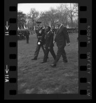 President Lyndon B. Johnson and Upper Voltian President Maurice Yaméogo walking with General, 1965 [2]