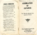 Assimilation of Japanese: can they be moulded into American citizens: remarks before the Honolulu Rotary Club by V. S. McClatchy, October 27, 1921