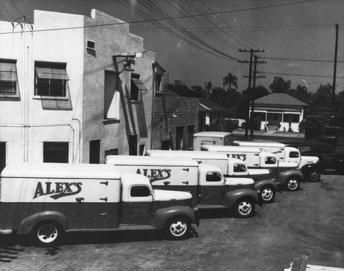 Alex Tamale Co. Factory and Vehicles, Anaheim [graphic]