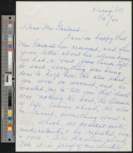 Sophie Williams, letter, 1940-01-18, to Hamlin Garland