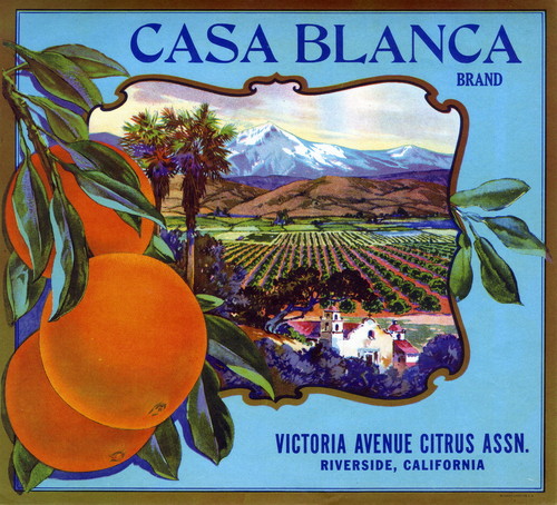 Crate label, "Casa Blanca Brand." Victoria Avenue Citrus Assn