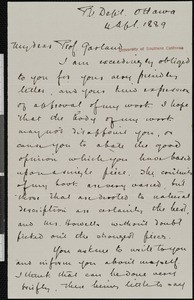 Archibald Lampman, letter, 1889-04-04, to Hamlin Garland