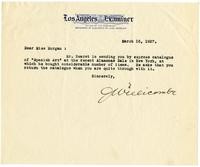 Letter from Joseph Willicombe to Julia Morgan, March 16, 1927