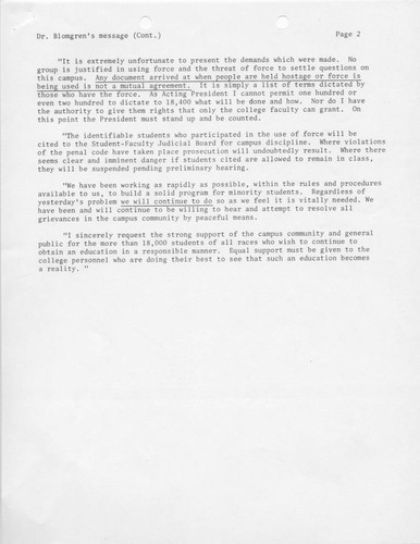 College Information Bulletin, Vol. XI, No. 8 (Supplemental), p. 2 (of 2), November 5, 1968