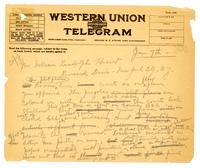 Telegram from Julia Morgan to William Randolph Hearst, January 7, 1920