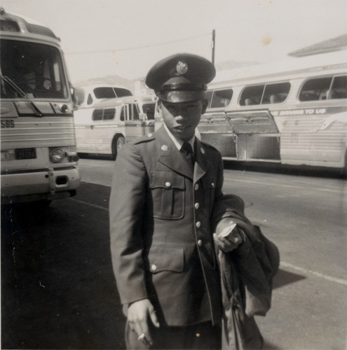 Paul Talaugon Departing at the Greyhound Station for Deployment