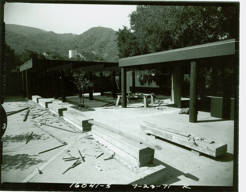 View of construction of the nature center at Placerita Canyon