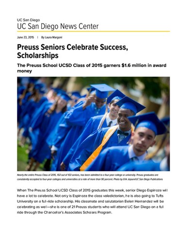 Preuss Seniors Celebrate Success, Scholarships