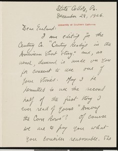 Fred Lewis Pattee, letter, 1926-12-28, to Hamlin Garland