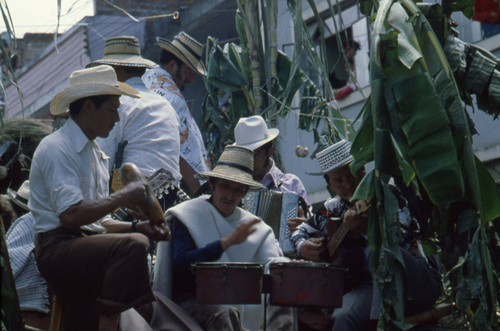 Performing at the Blacks and Whites Carnival, Nariño, Colombia, 1979