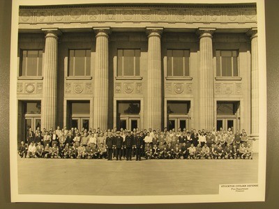 Stockton - Civil Defense: Group Portrait in front of Civic Auditorium