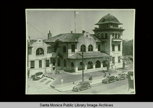 City Hall and the Police Department at Fourth and Santa Monica Blvd., December 2, 1938